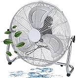 Bodenventilator | Ø46 cm | 102 m³/min Luftdurchsatz | 1.250 U./min | 3 Geschwindigkeitsstufen | Power Windmaschine | Luftkühler | Standlüfter | Raumkühler | Standventilator | Ventilator (Vollmetall)